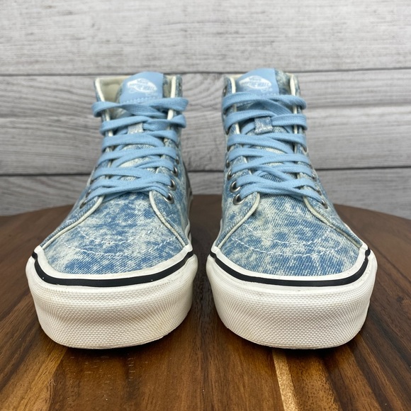 Vans Sk8 Hi Tapered Denim Destroy Winter Sky Sneaker Women’s Shoe Size 6.5 - Picture 5 of 11